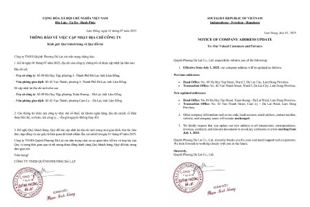 Notice of company address update